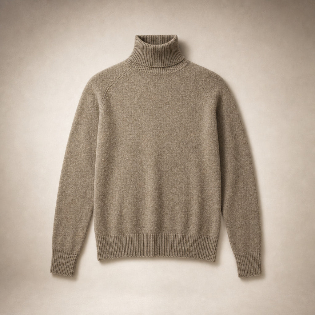 Elegant Women's Merino Cashmere Turtleneck Sweater Dark Beige – Product Photo