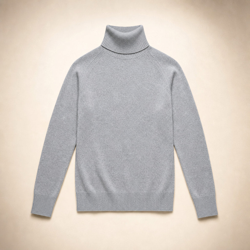 Elegant Women's Merino Cashmere Turtleneck Sweater Gray – Product Photo