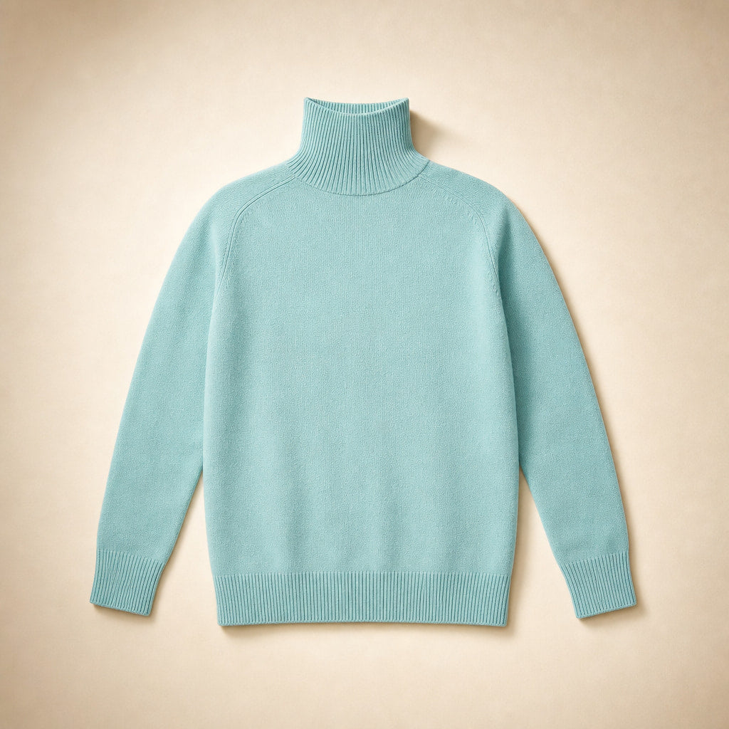 Elegant Women's Merino Cashmere Turtleneck Sweater Mint Green – Product Photo