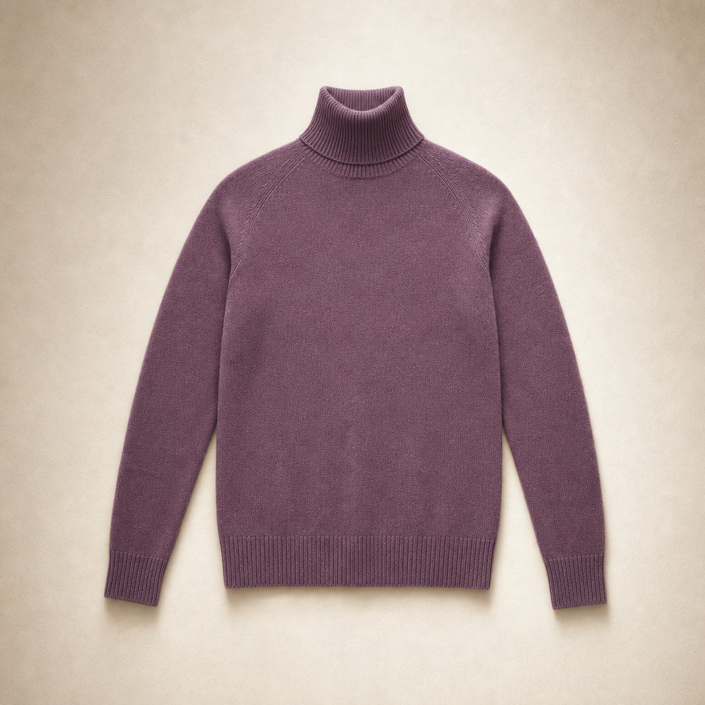 Elegant Women's Merino Cashmere Turtleneck Sweater Purple – Product Photo
