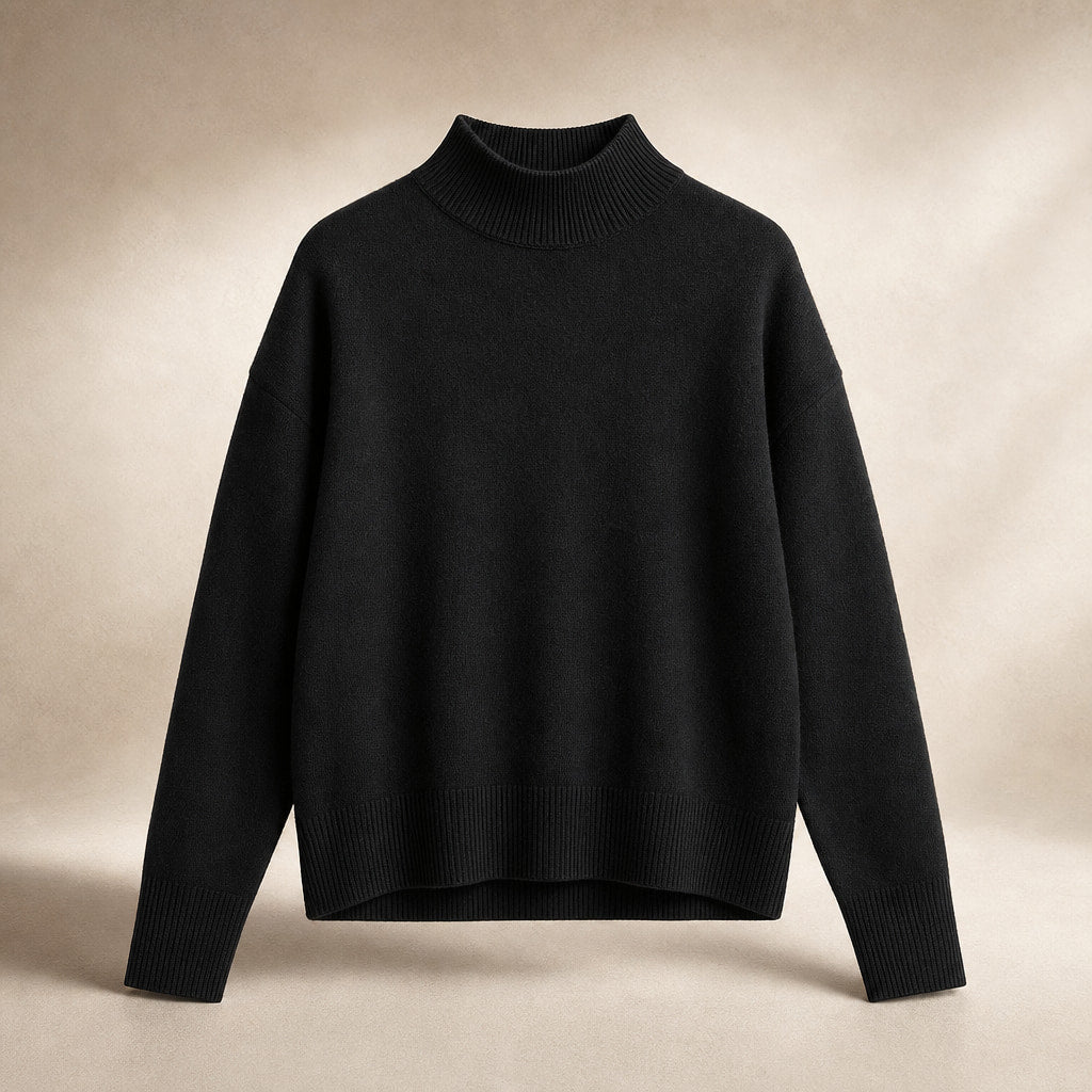 Elegant Women's Turtleneck Sweater - Soft Knit Quality for Stylish Winter Looks Black – Product Photo
