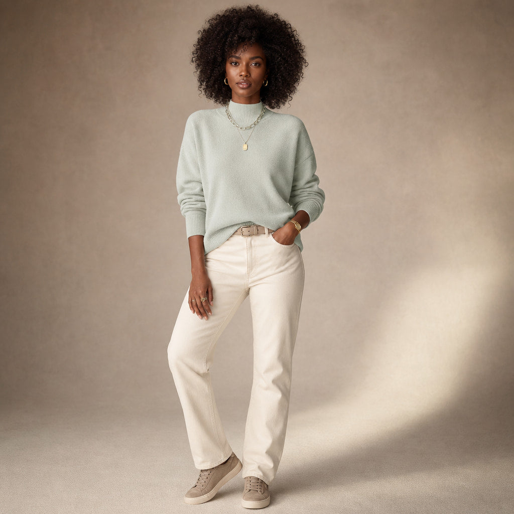 Elegant Women's Turtleneck Sweater - Soft Knit Quality for Stylish Winter Looks in Light Green – Mampierimoda Premium Wome...
