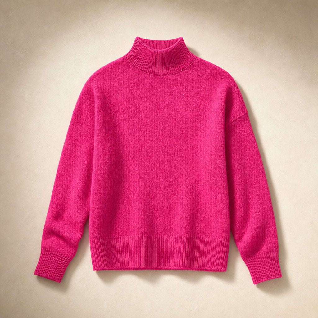 Elegant Women's Turtleneck Sweater - Soft Knit Quality for Stylish Winter Looks Pink – Product Photo