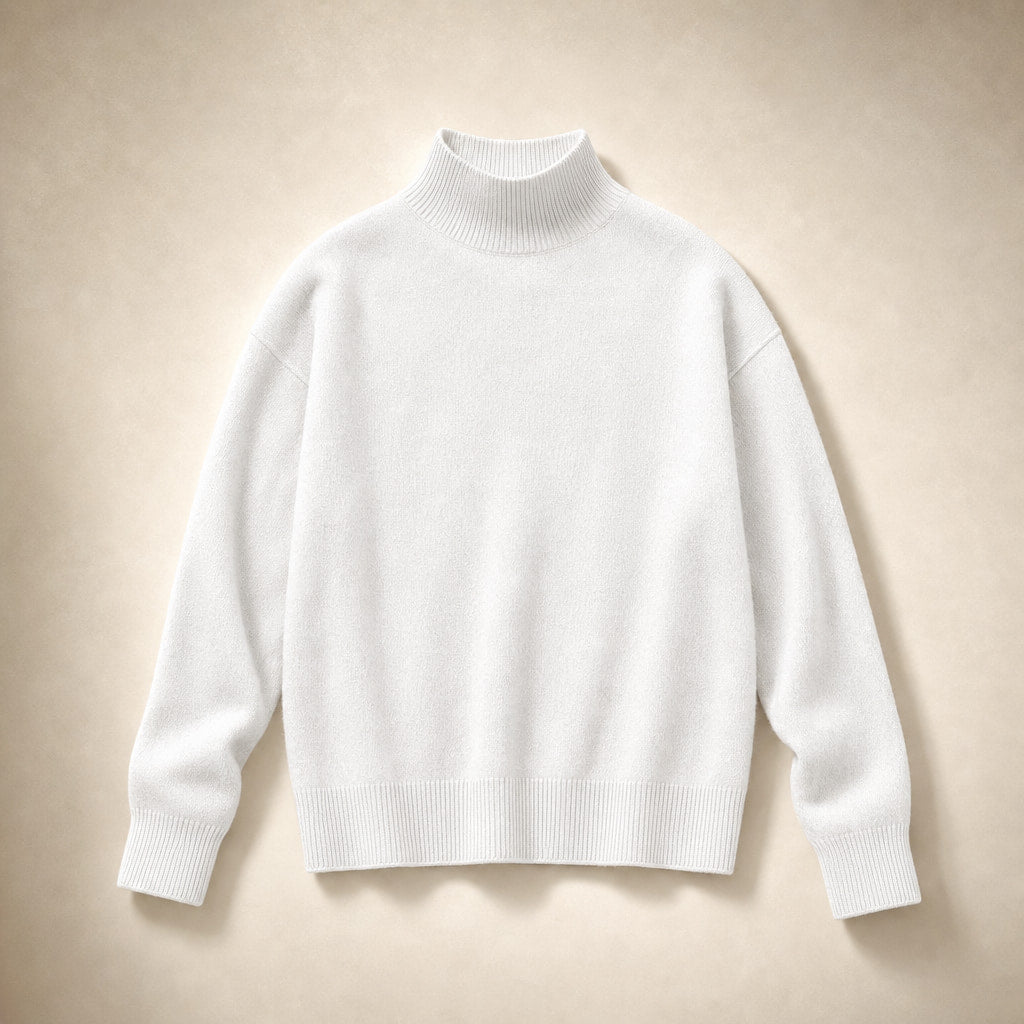 Elegant Women's Turtleneck Sweater - Soft Knit Quality for Stylish Winter Looks White – Product Photo