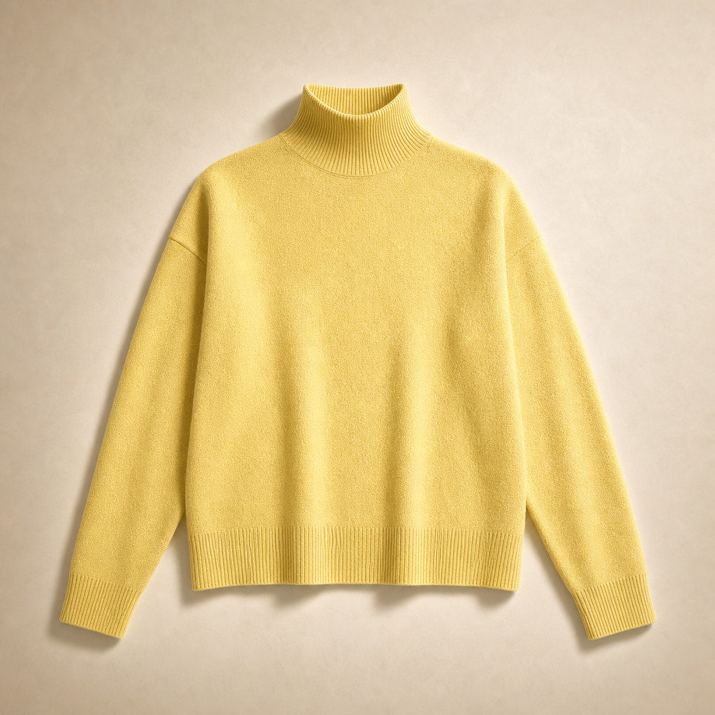 Elegant Women's Turtleneck Sweater - Soft Knit Quality for Stylish Winter Looks Yellow – Product Photo