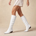 Sophistication And Comfortable Slouchy Pointed High Boots White – Product Photo