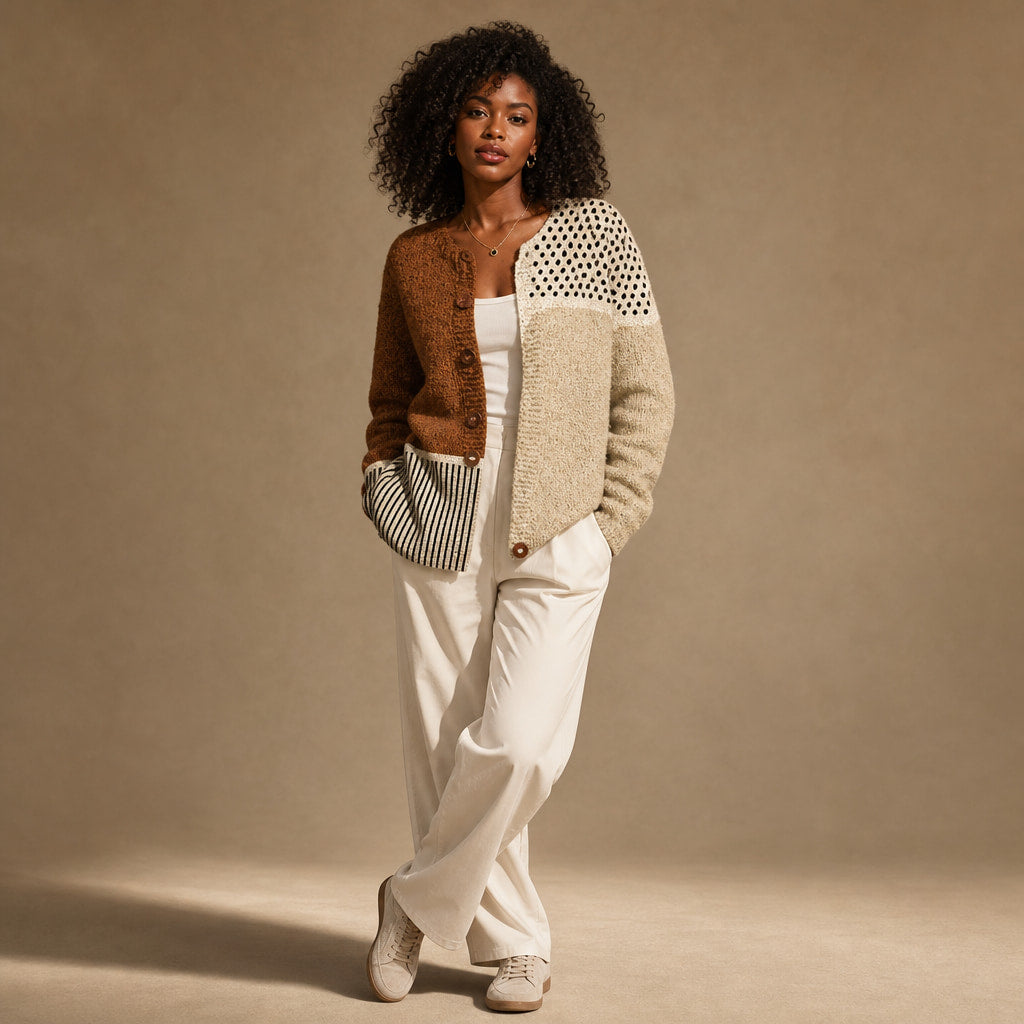 Eloise™ | Vintage Knit Cardigan Sweater – Side Angle View