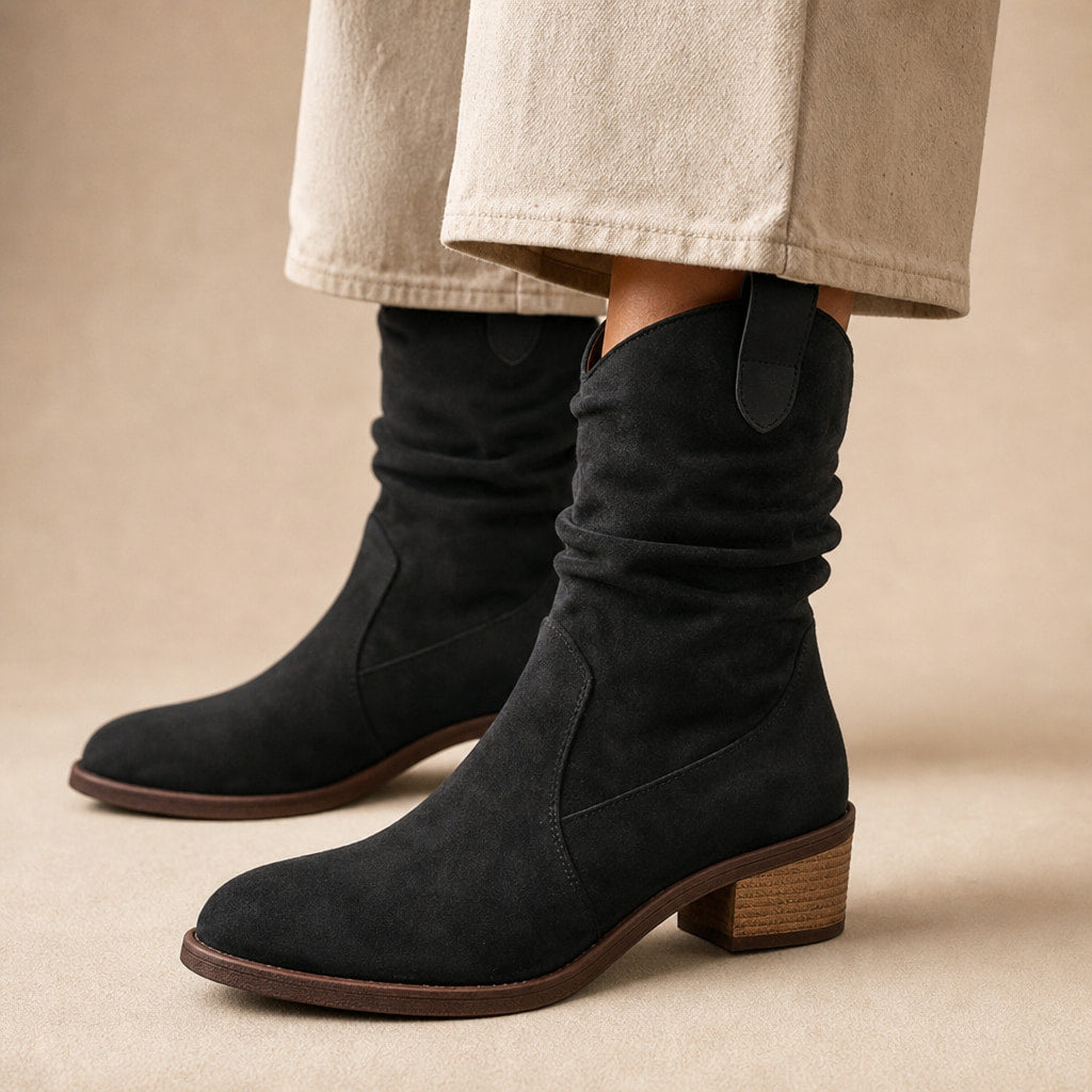 Chic And Comfortable Mid-Calf Boots in Black – Mampierimoda Premium Womenswear