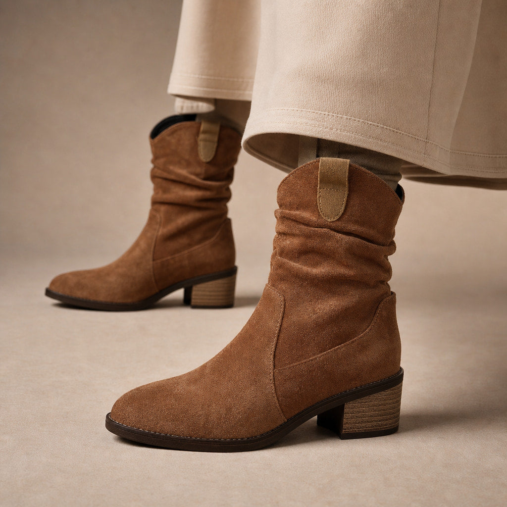 Chic And Comfortable Mid-Calf Boots in Brown – Mampierimoda Premium Womenswear