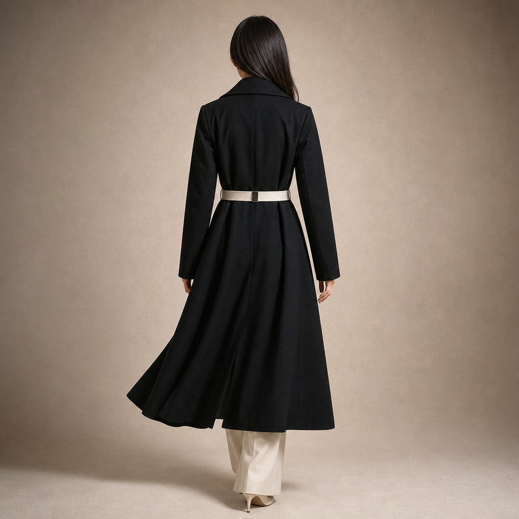 Evelyn Couture Transitional Coat Midnight Black – Full Look