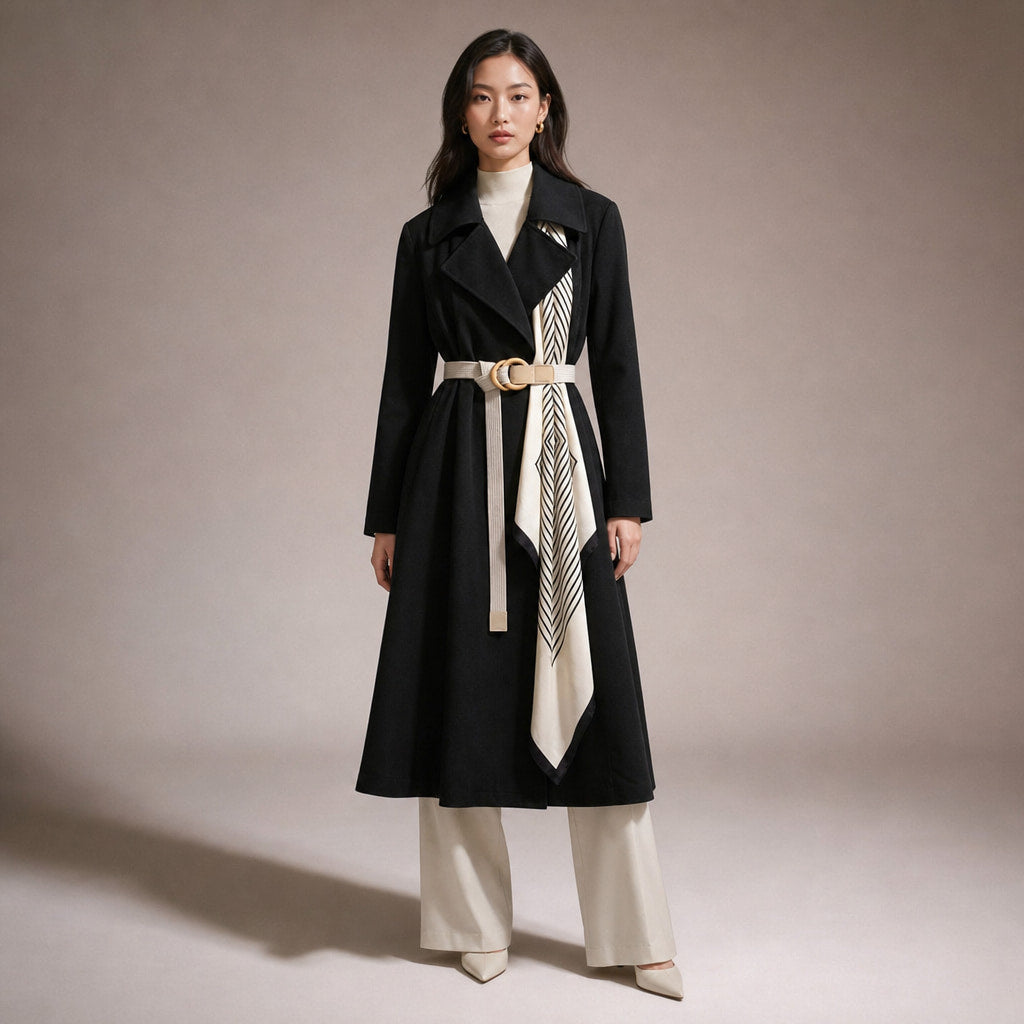 Evelyn Couture Transitional Coat in Midnight Black – Mampierimoda Premium Womenswear