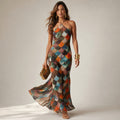 Fitted Scale Print Maxi Dress Summer Geometric – Product Photo