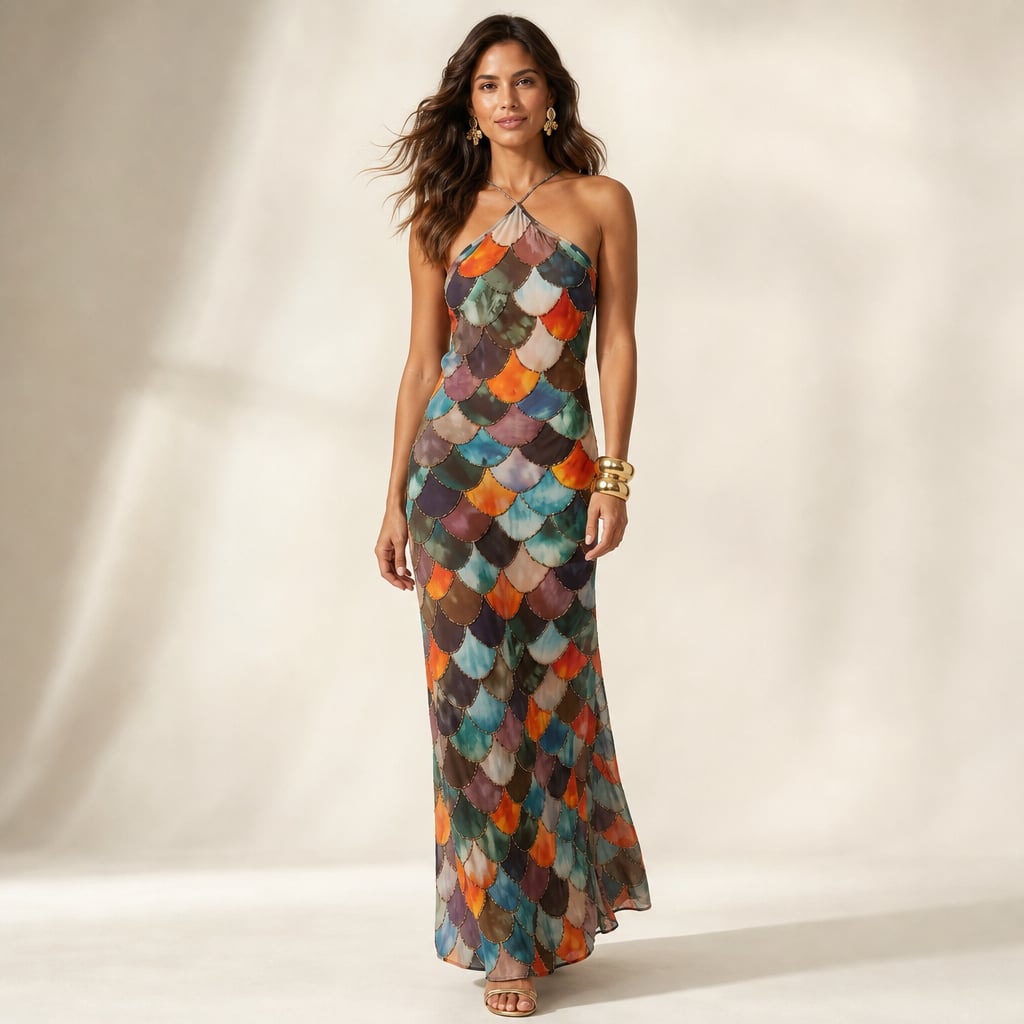 Fitted Scale Print Maxi Dress Summer in Geometric – Mampierimoda Premium Womenswear