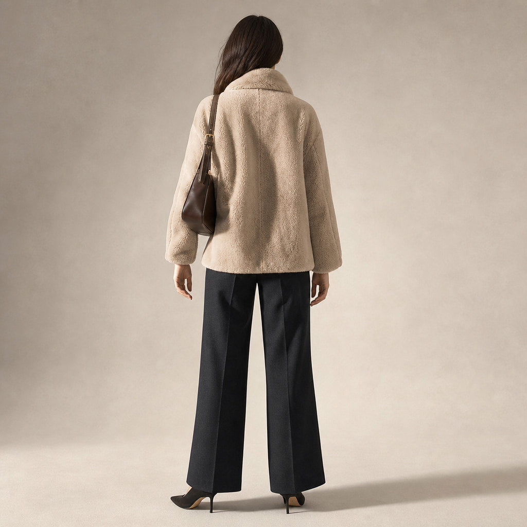 Giacca con Zip da Donna a Vestibilità Rilassata e Chiusura Frontale Beige – Full Look