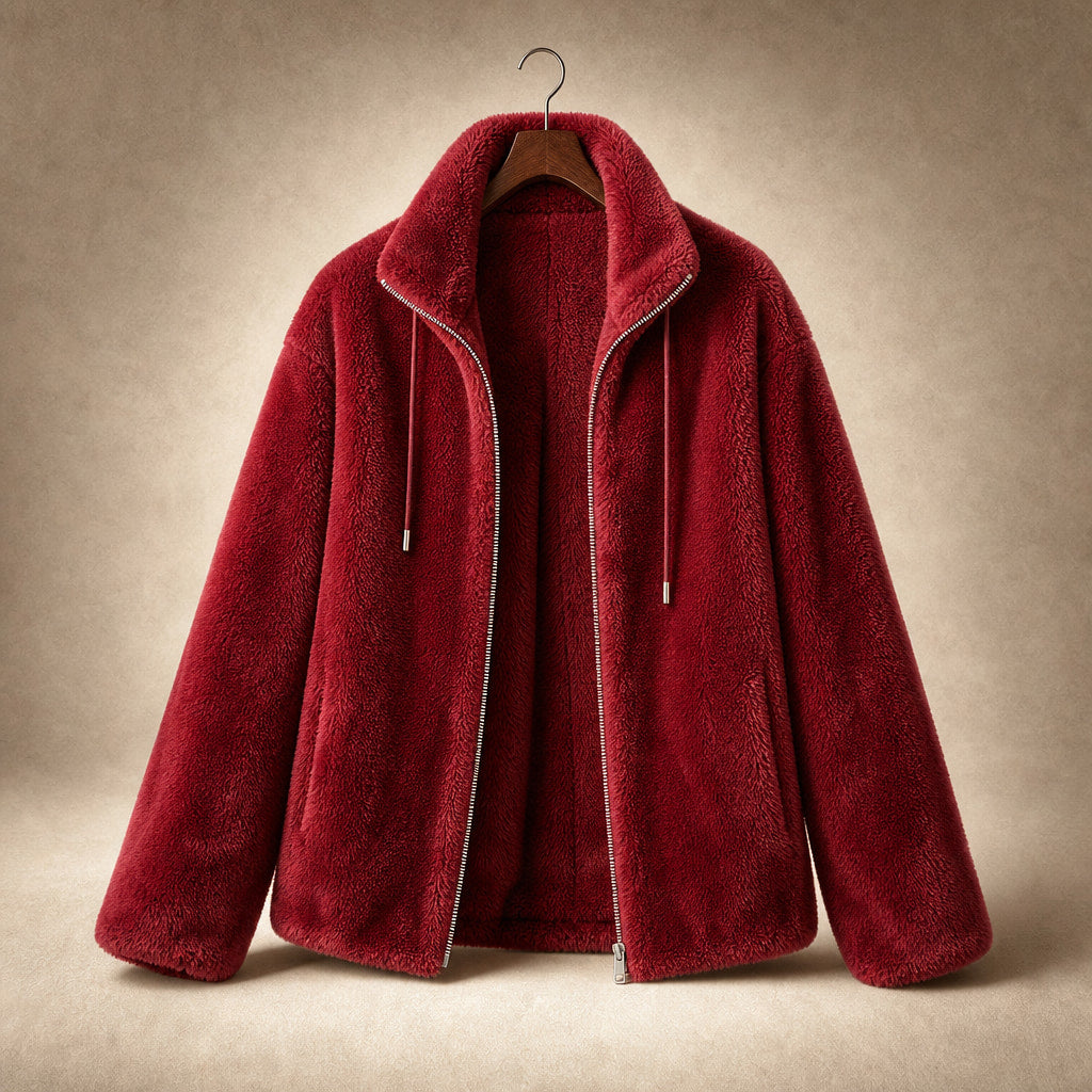 Giacca con Zip da Donna a Vestibilità Rilassata e Chiusura Frontale Rosso – Product Photo