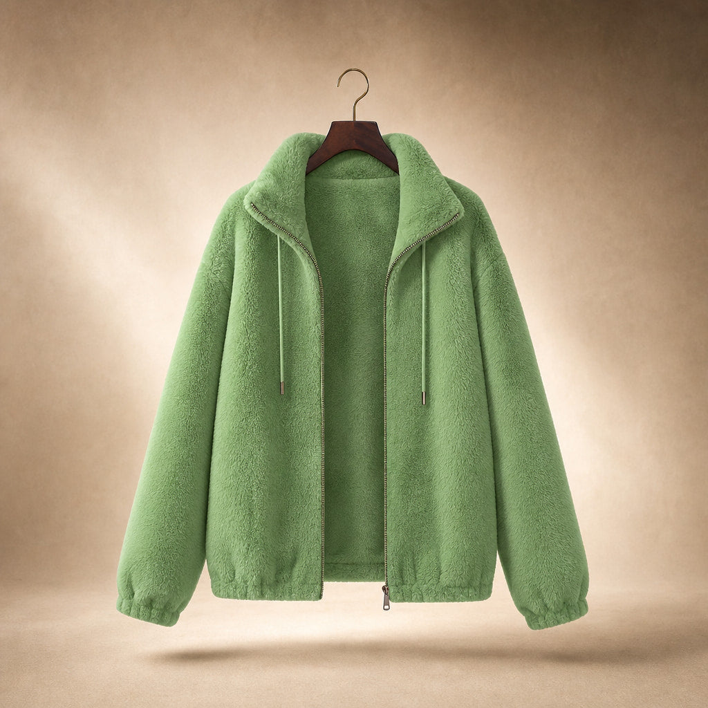 Giacca con Zip da Donna a Vestibilità Rilassata e Chiusura Frontale Verde – Product Photo
