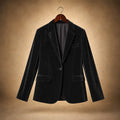 Embroidered Velvet Blazer Slim Fit Black – Product Photo