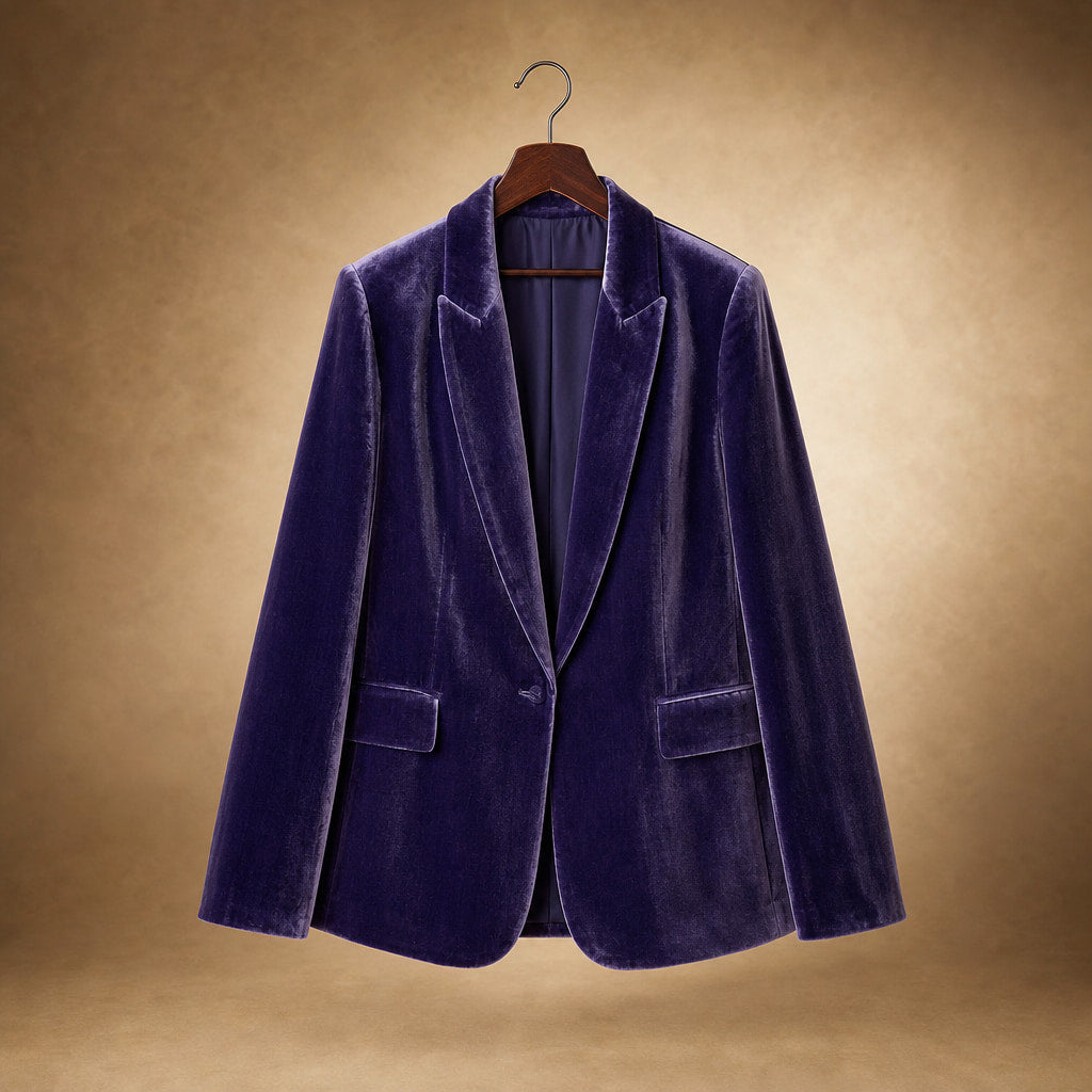 Embroidered Velvet Blazer Slim Fit Dark Purple – Product Photo