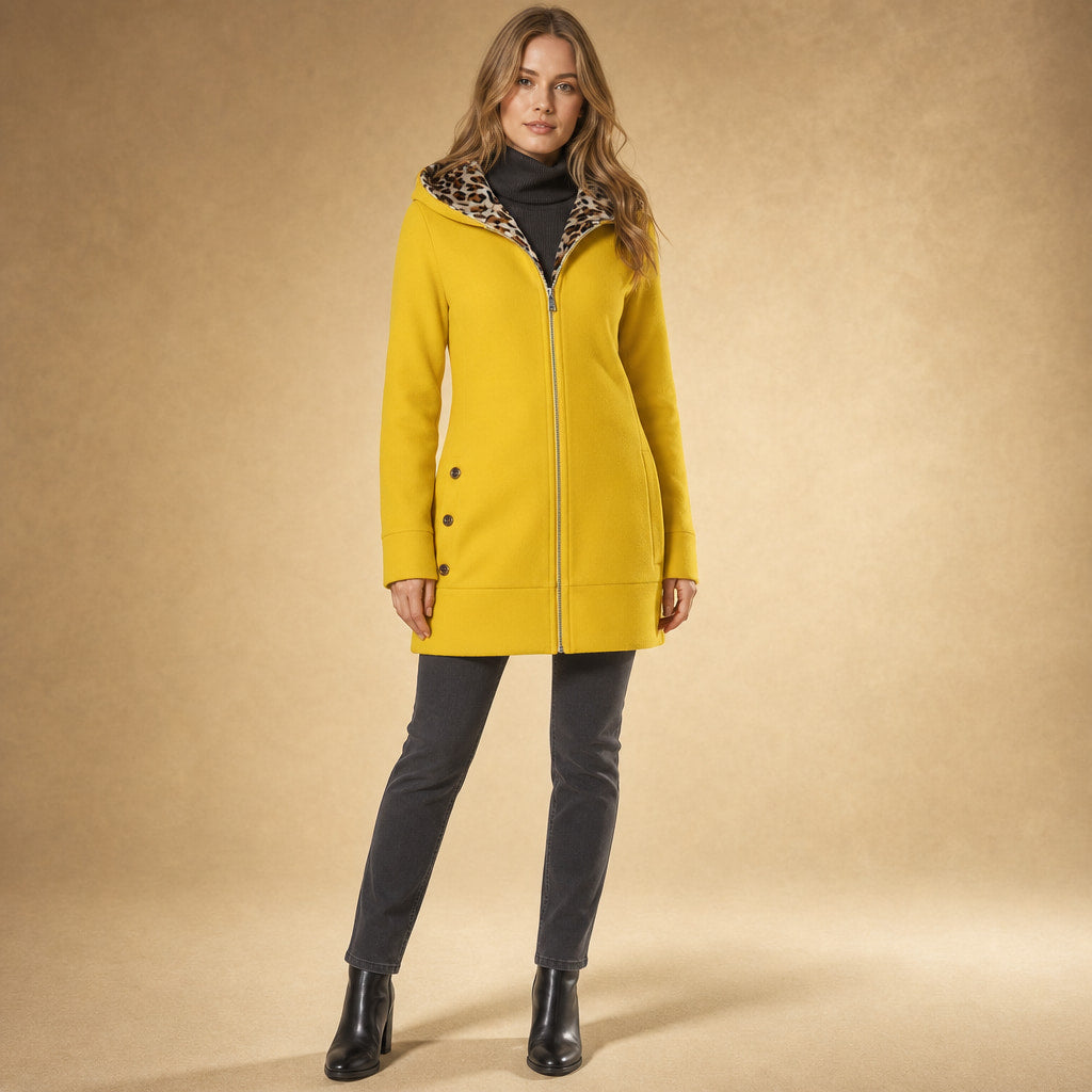 Hooded Winter Jacket Leopard Print in Yellow – Mampierimoda Premium Womenswear