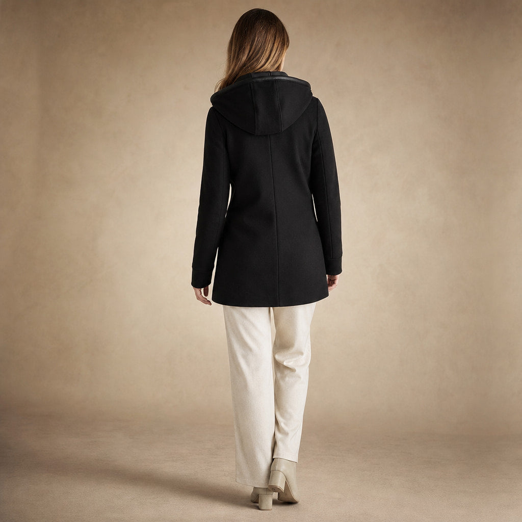 Hooded Winter Jacket Leopard Print Black – Full Look