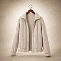 Plush Zip-Front Winter Jacket Beige – Product Photo