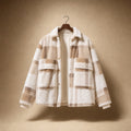 Checked Velvet Jacket High Collar White White – Product Photo