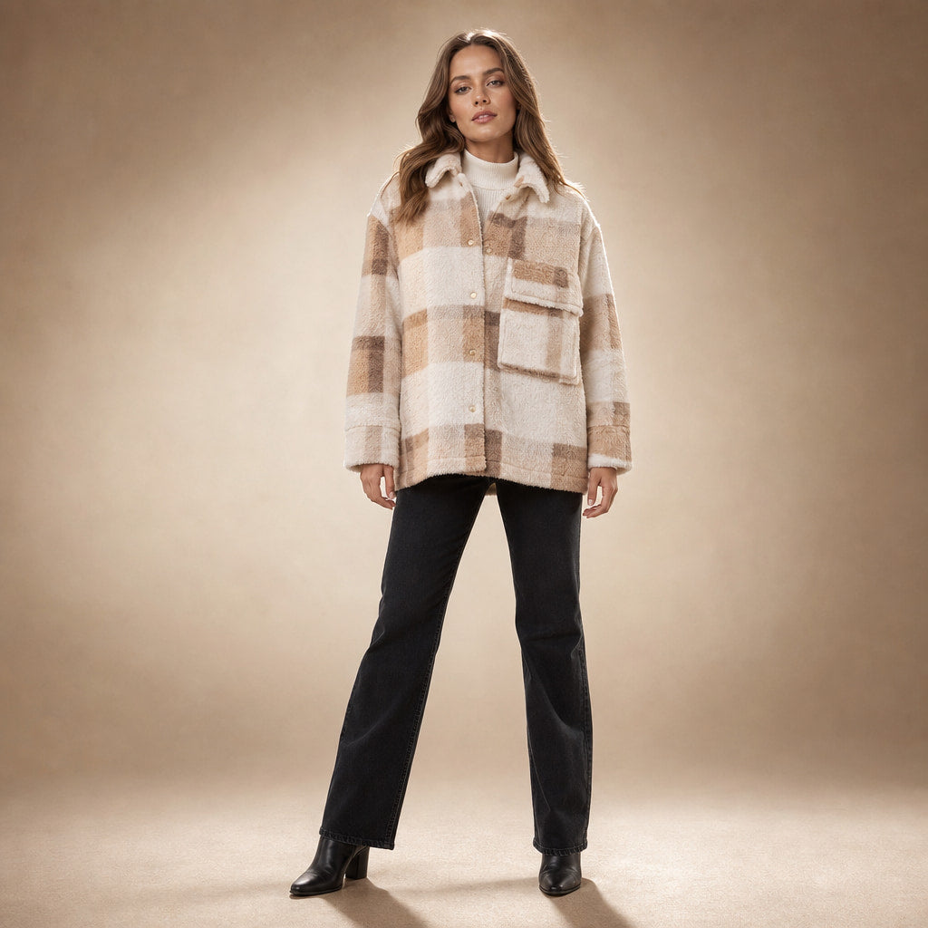 Checked Velvet Jacket High Collar White in White – Mampierimoda Premium Womenswear