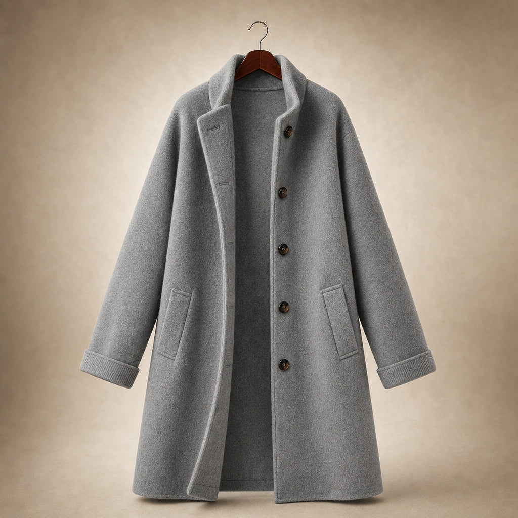 Giacca Invernale Lunga da Donna Slim Fit con Tasche Grigio – Product Photo
