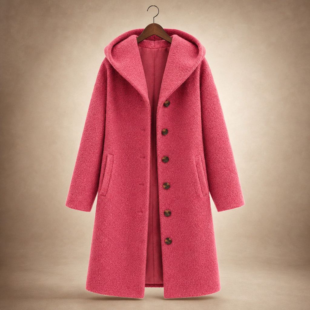 Giacca Invernale Lunga da Donna Slim Fit con Tasche Rosa Scuro – Product Photo