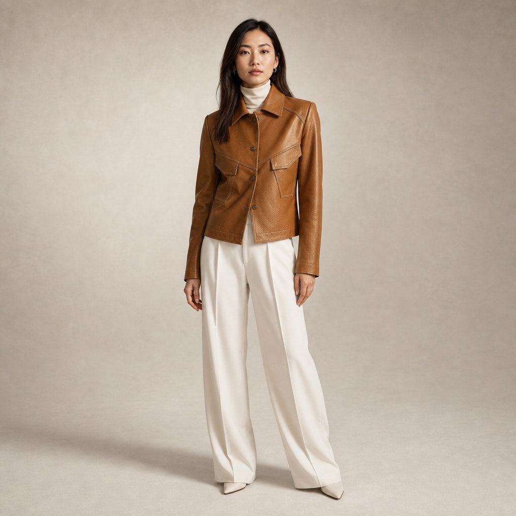 Gianna Classic Leather Jacket in Mocha Brown – Mampierimoda Premium Womenswear