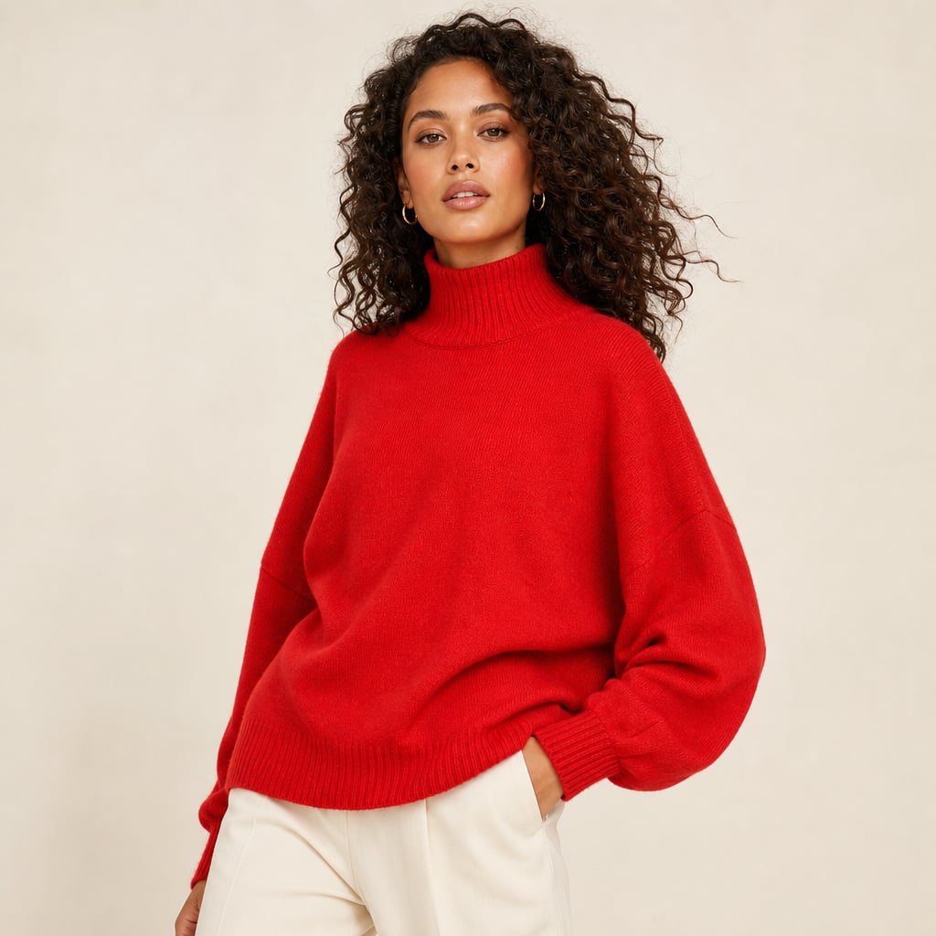 Harita Knitted Sweater - Red Red – Side Angle View