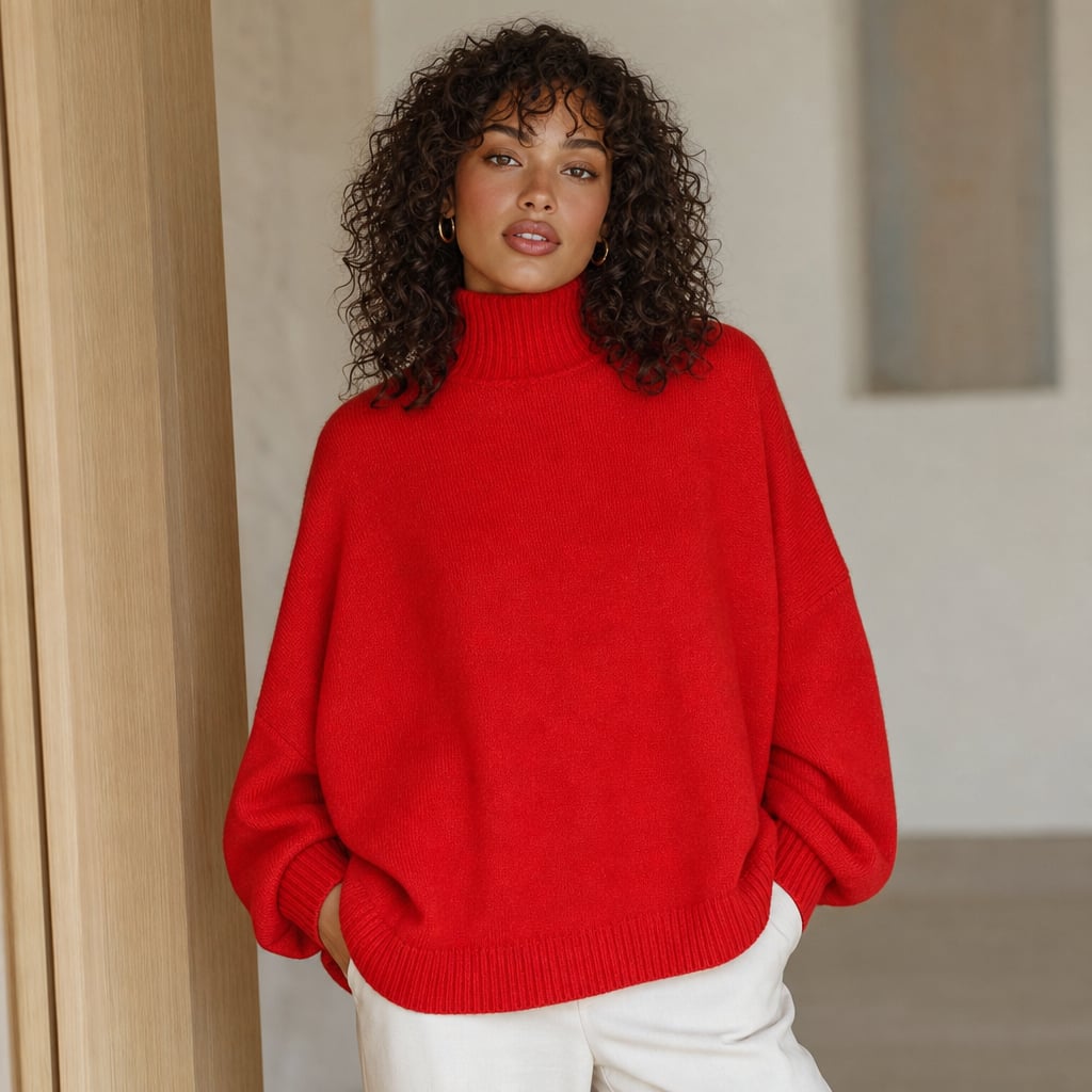 Harita Knitted Sweater - Red Red – Styled Editorial Shot