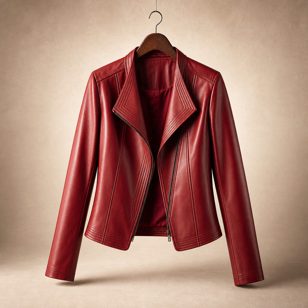 Hellena Leather Jacket Crimson Red – Product Photo