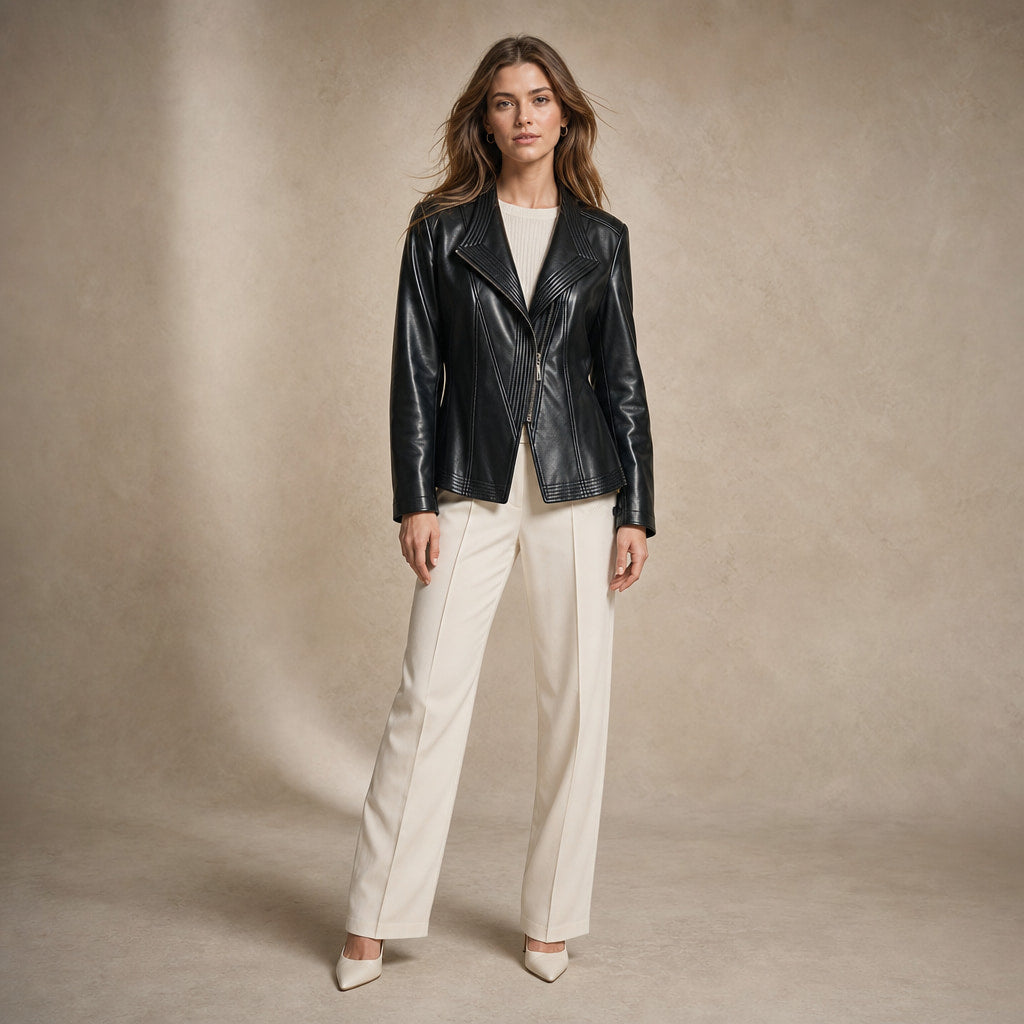 Hellena Leather Jacket in Jet Black – Mampierimoda Premium Womenswear