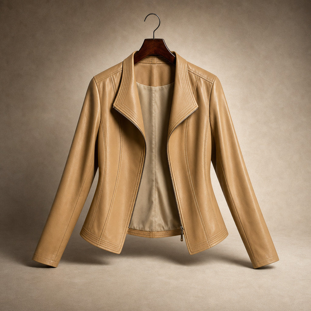 Hellena Leather Jacket Warm Beige – Product Photo