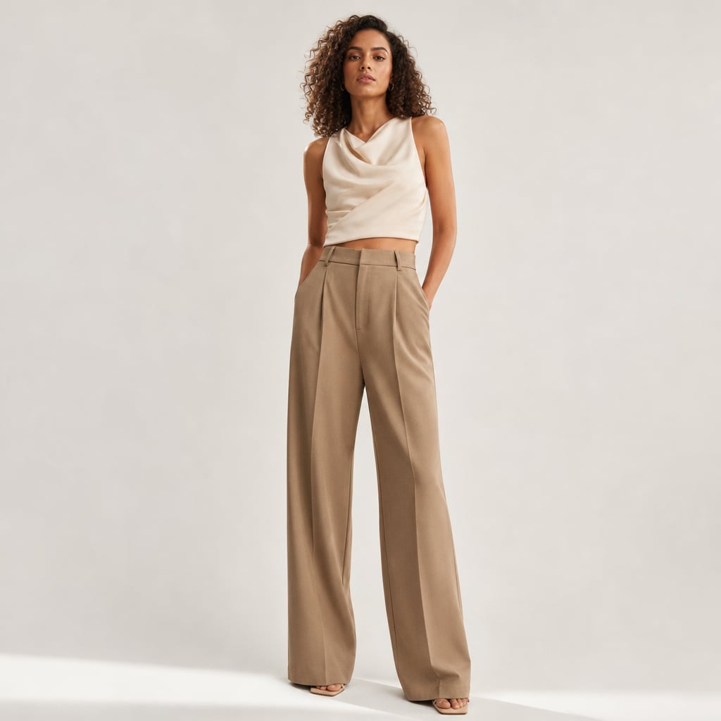 High Waist Wide Leg Tailored Pants Summer in Camel – Mampierimoda Premium Womenswear