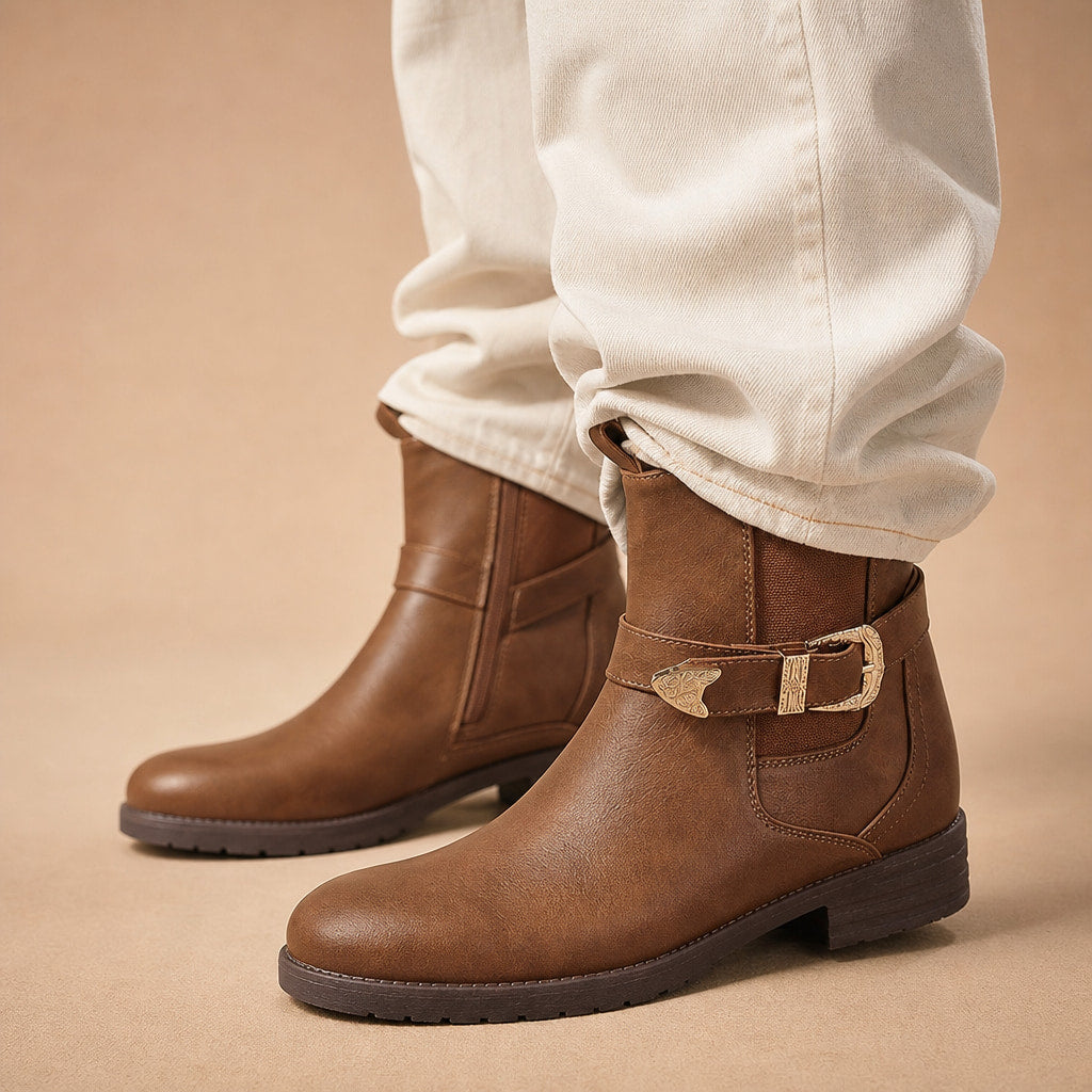 Western Chelsea Boots Buckle Detail – Mampierimoda Premium Womenswear