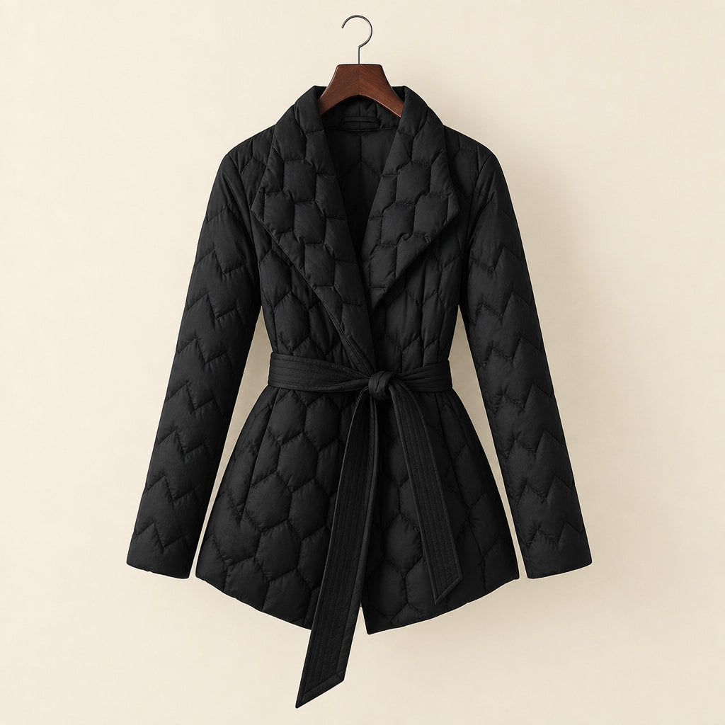 Isabella Quilted Down Coat Midnight Black – Product Photo