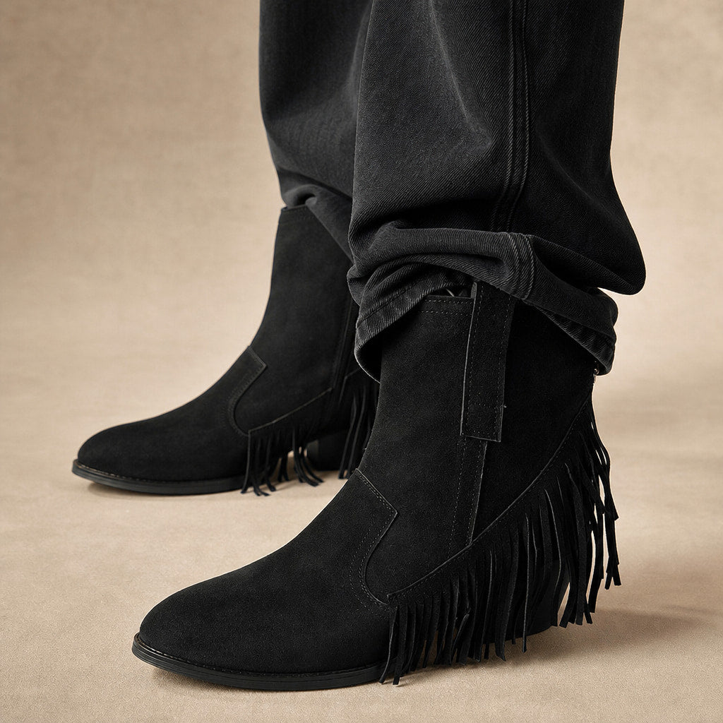 Stylish And Classic Wide Calf Cowboy Boots in Black – Mampierimoda Premium Womenswear