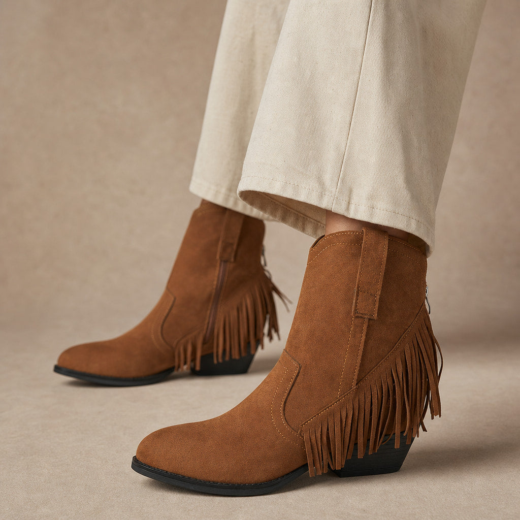 Stylish And Classic Wide Calf Cowboy Boots in Brown – Mampierimoda Premium Womenswear