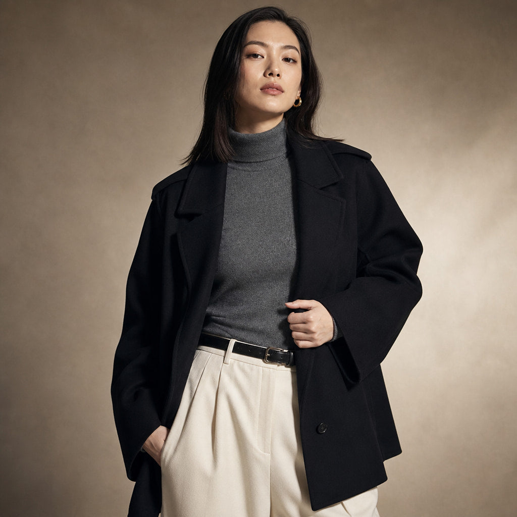 Isabely Short Elegant Coat Jacket Black – Product Photo