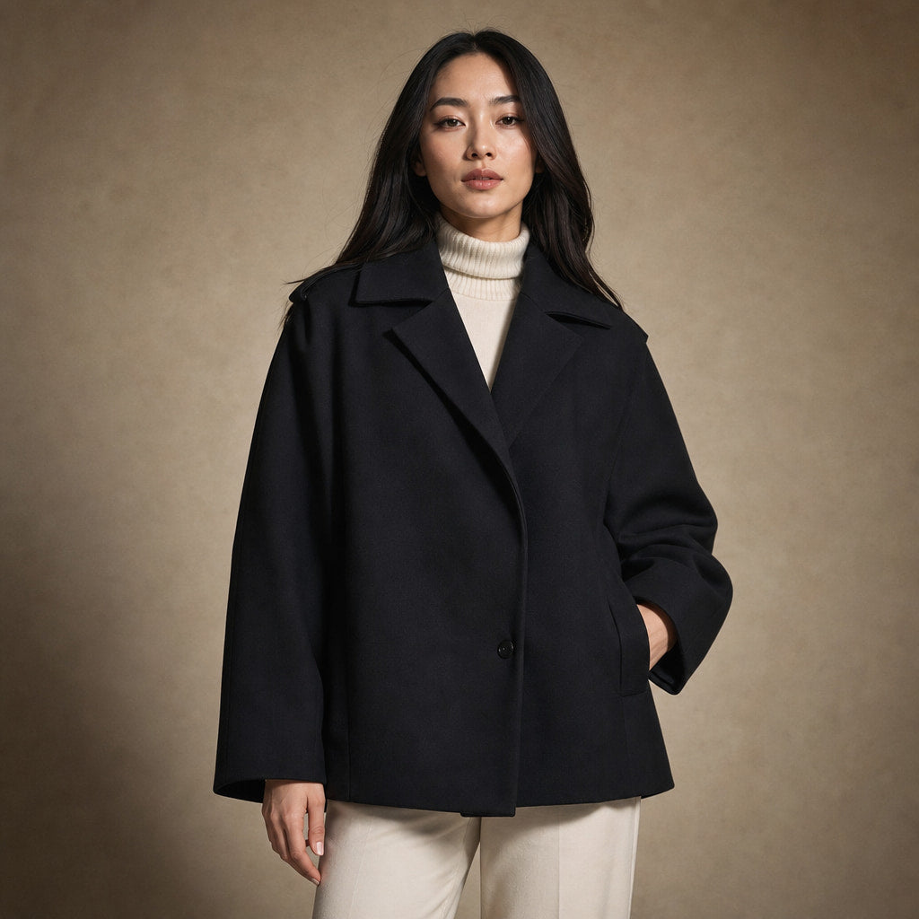 Isabely Short Elegant Coat Jacket in Black – Mampierimoda Premium Womenswear