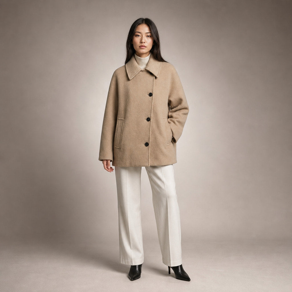 Isabely Short Elegant Coat Jacket Brown – Full Look