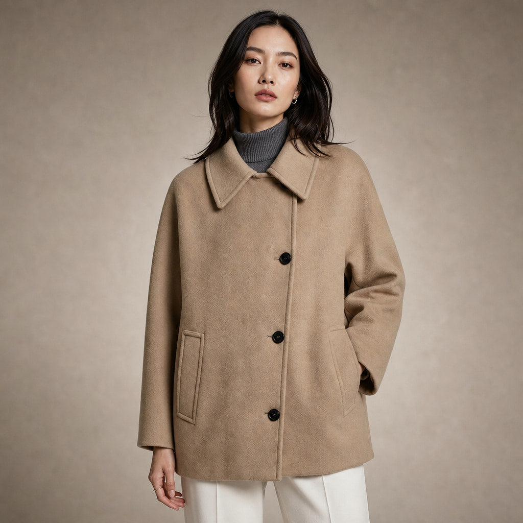 Isabely Short Elegant Coat Jacket Brown – Product Photo