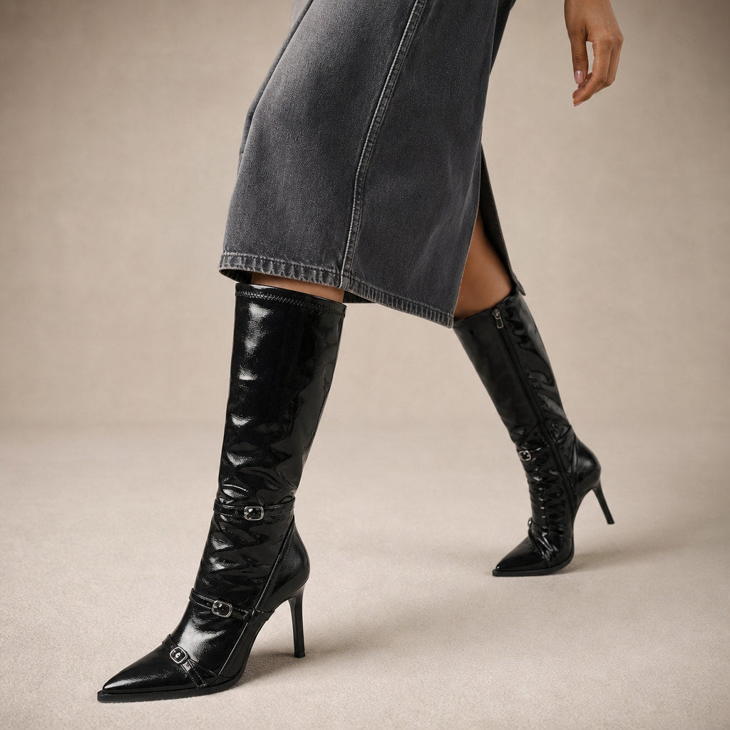 Comfortable And Warm Mid-Calf Boots Black – Product Photo