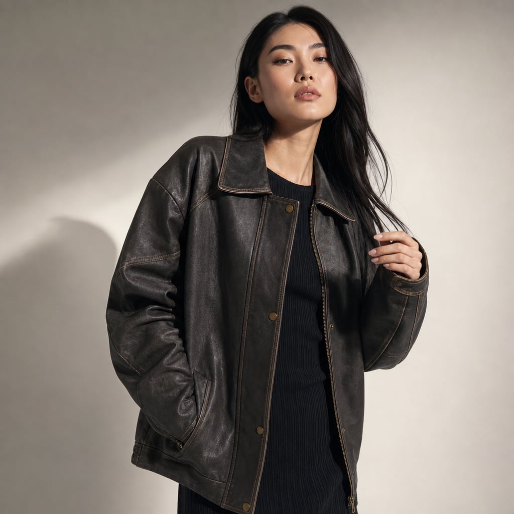 Jorja Bomber Jacket Vintage Charcoal Brown CharcoalBrown – Side Angle View