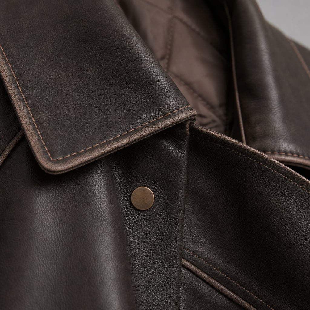 Jorja Bomber Jacket Vintage Charcoal Brown CharcoalBrown – Fabric and Detail Close-Up
