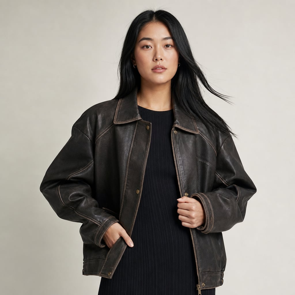 Jorja Bomber Jacket Vintage Charcoal Brown in CharcoalBrown – Mampierimoda Premium Womenswear