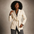 Julia Couture Belted Jacket Cream Beige – Product Photo