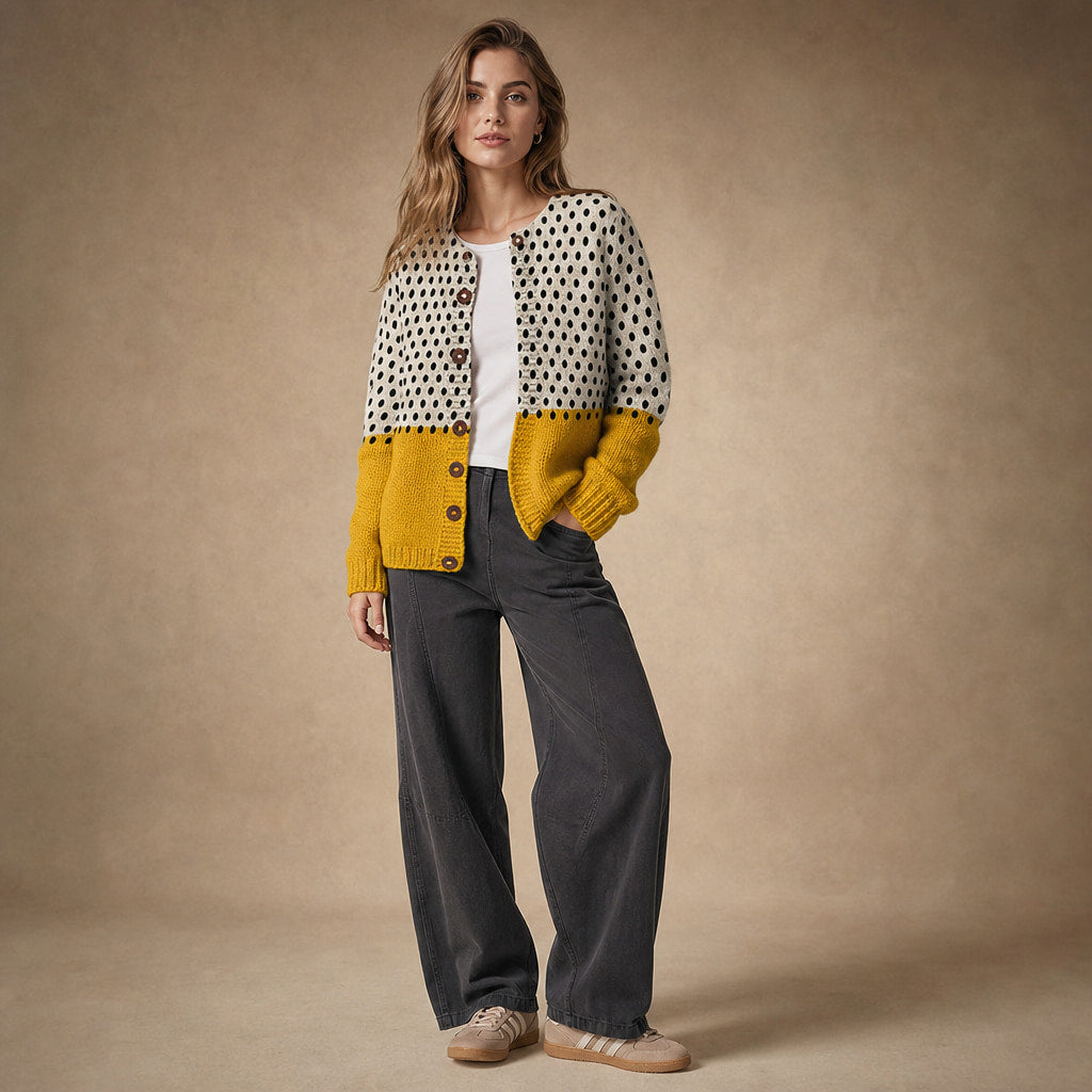 Junella™ | Vintage Knit Cardigan Sweater – Side Angle View